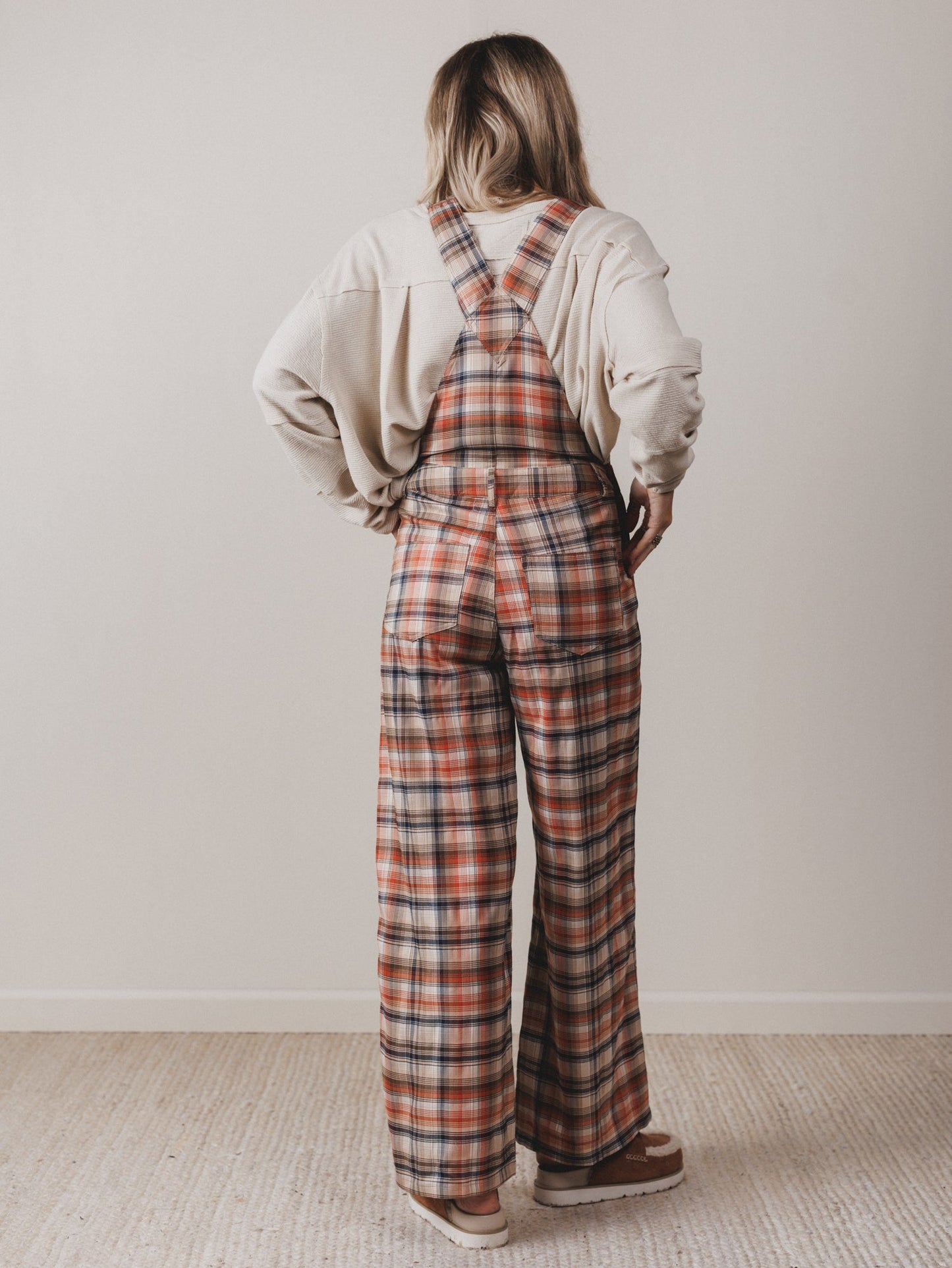 Perfectly Plaid Overalls - Latte