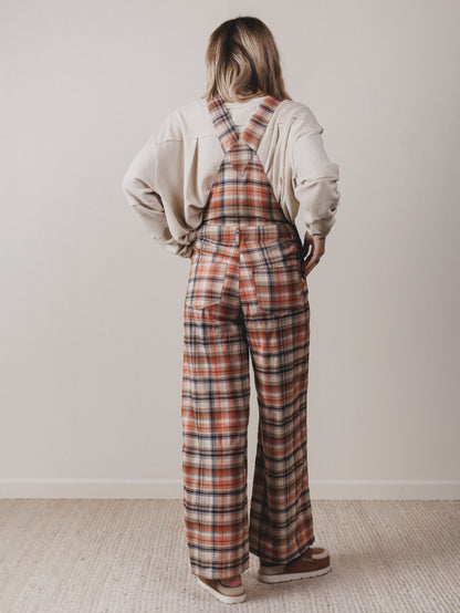 Perfectly Plaid Overalls - Latte