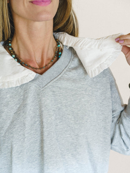 Wendy Removeable Collar Top - Grey