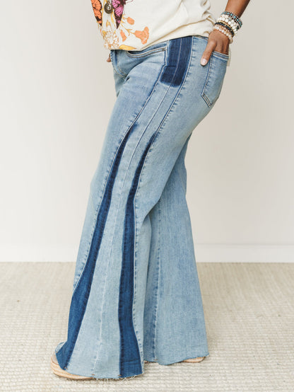 Retro Revival Wide Flare Jeans - Blue