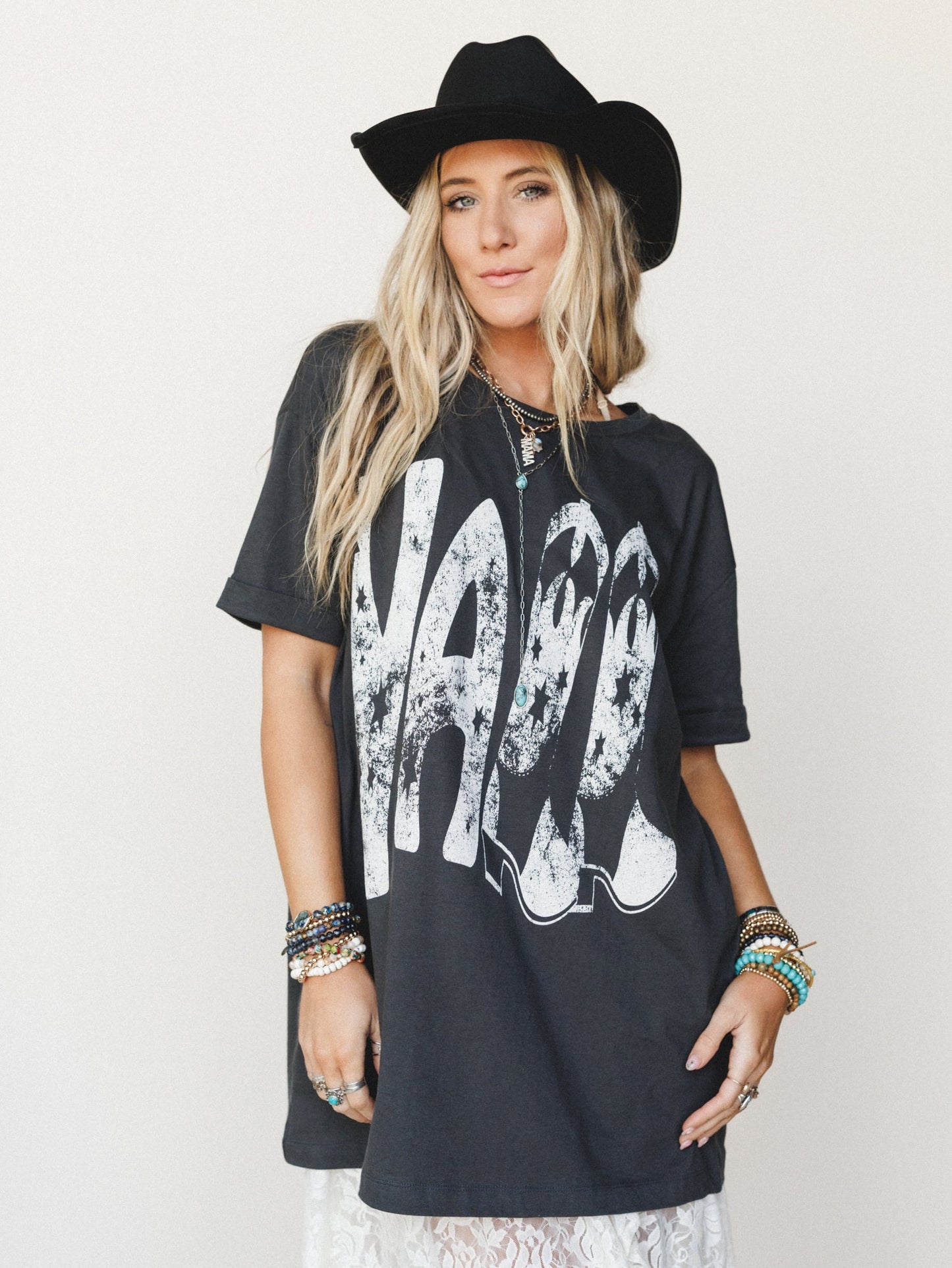 Yall Cowboy Boots Graphic Tee - Charcoal