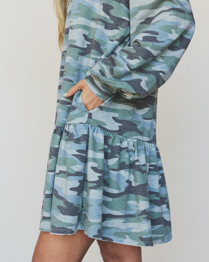 The Nest Jade Long Sleeve Mini Dress - Olive Charcoal