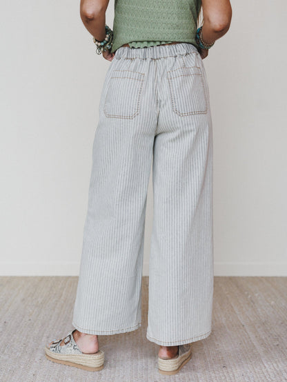 Away at Sea Striped Pants - Washed Black