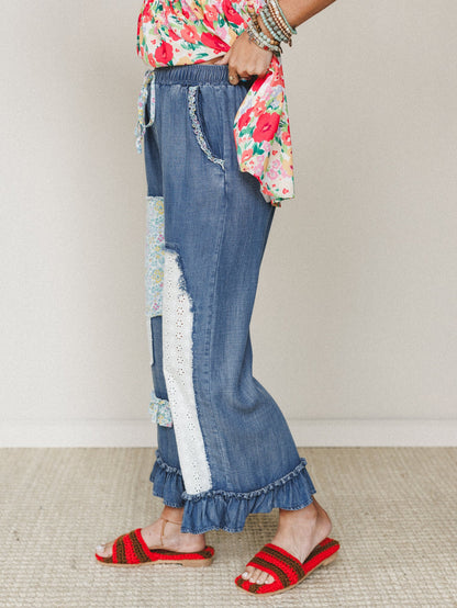 Garden in Bloom Pants - Dark Denim