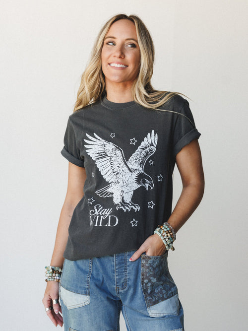 The Nest Stay Wild Graphic Tee - Pepper