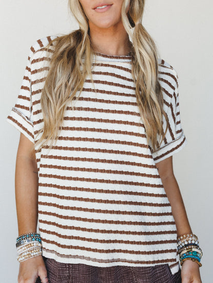 Timeless Lines Striped Tee - Brown