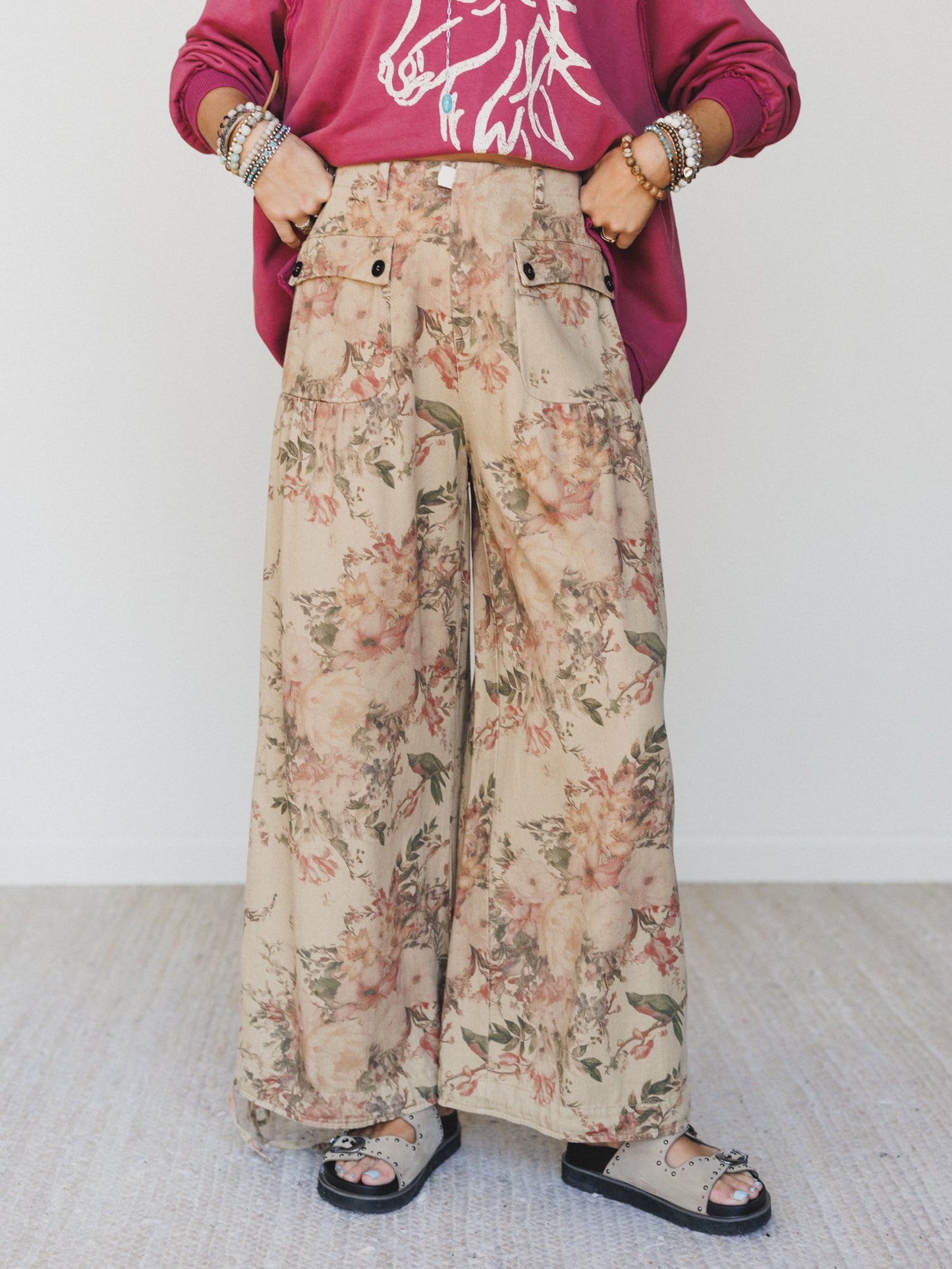 Season of Florals Pants - Tan