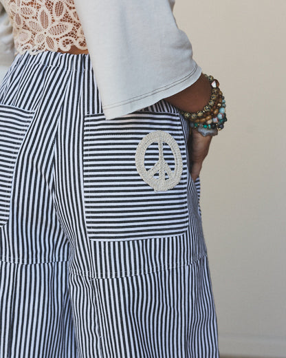 Peace Out Stripe Jeans - Black