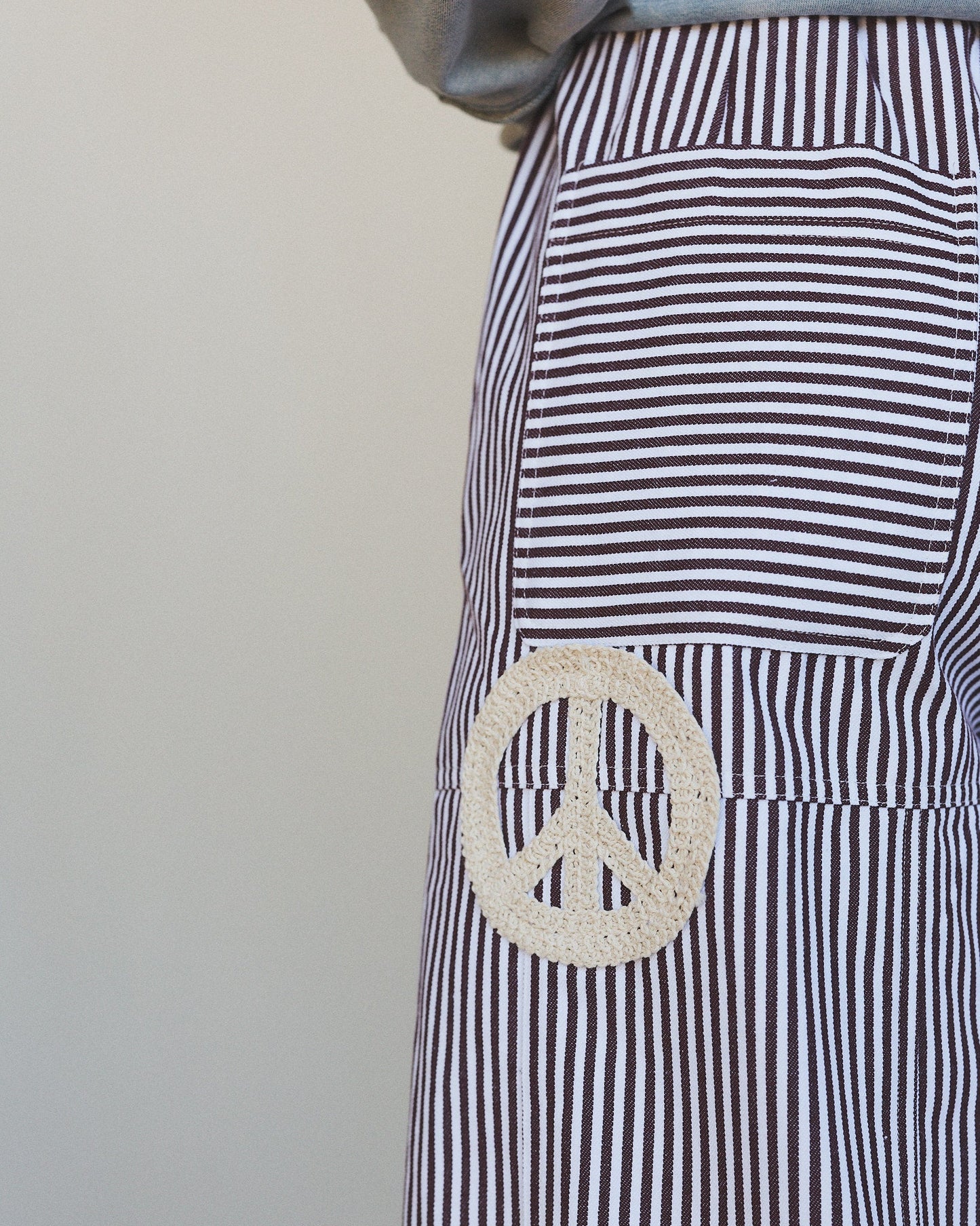 Peace Out Stripe Jeans - Brown