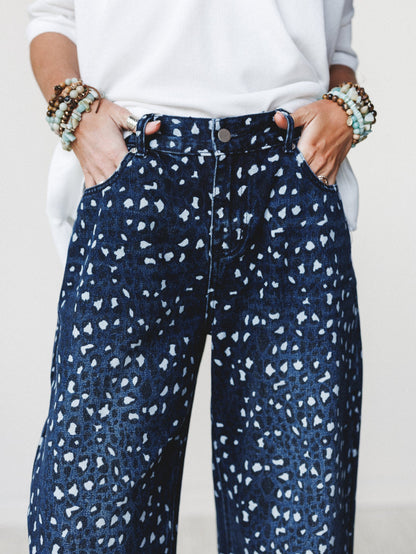 Heart of the Wild Jeans - Navy Leopard