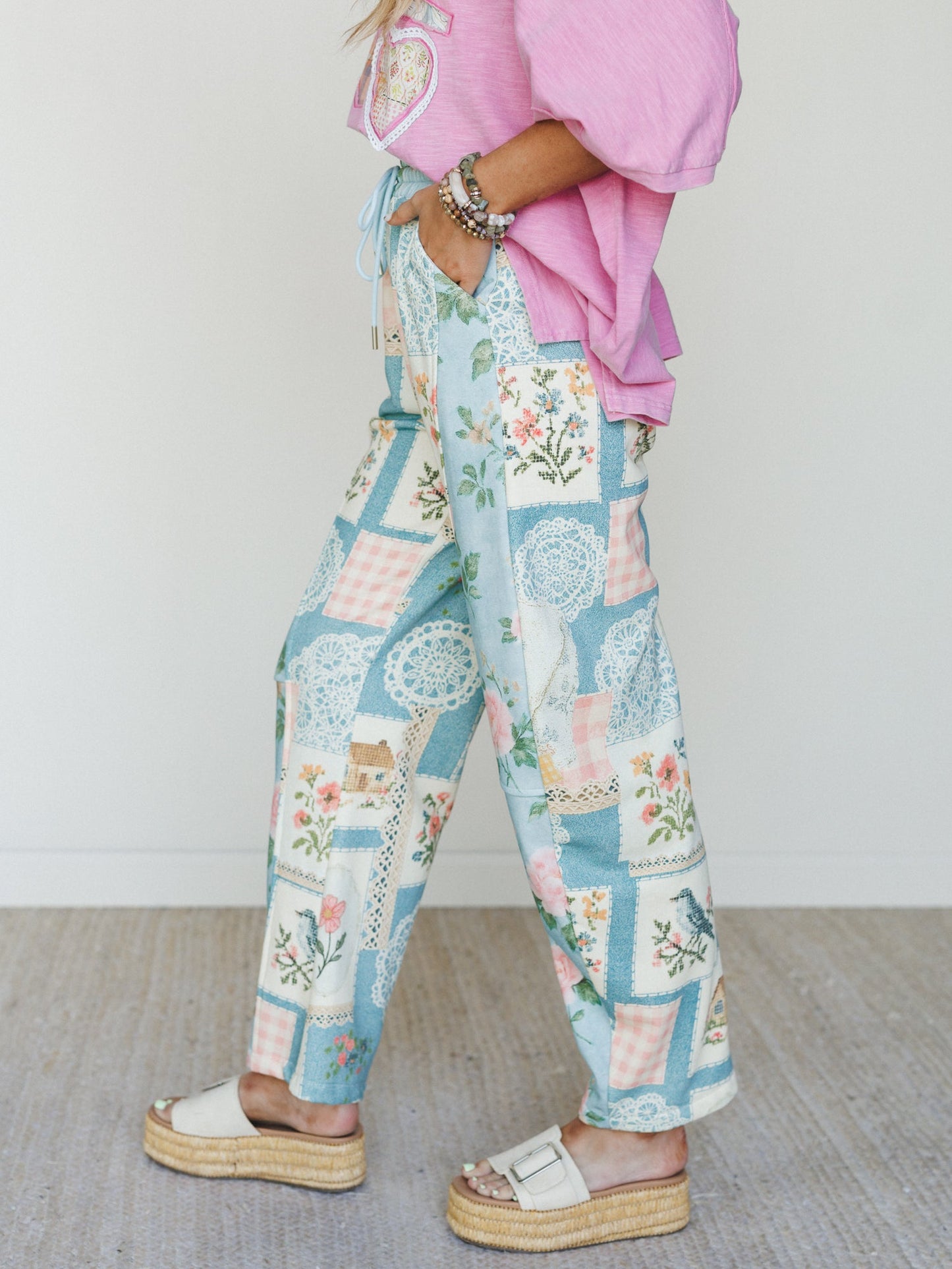 High Tea Garden Barrel Lounge Pants - Blue Combo