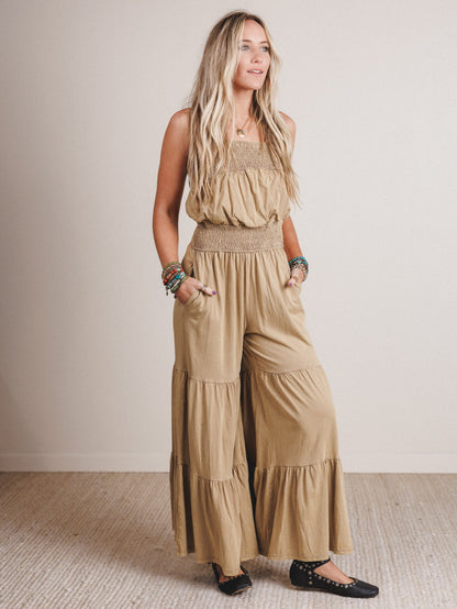 Tara Wide Leg Jumpsuit - Taupe