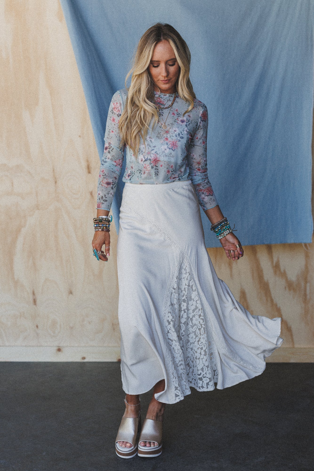 Heavenly Haze Lace Skirt - Dove
