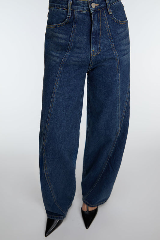 DARK WASH SEAM PANEL JEANS