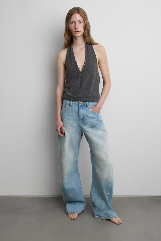 WIDE LEG JEAN WITH FRONT PANEL DETAIL