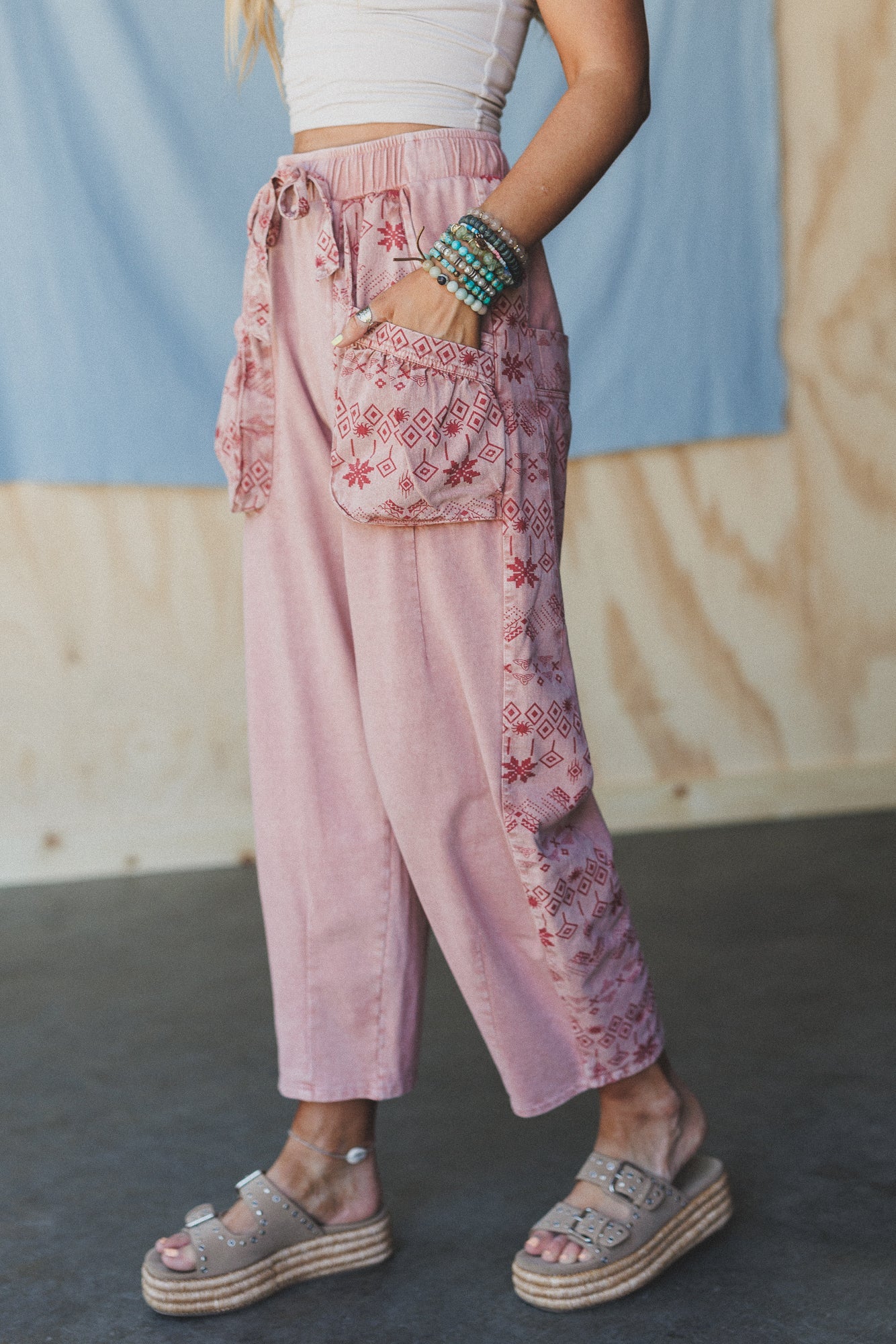 Zyana Wide Leg Pants - Rose