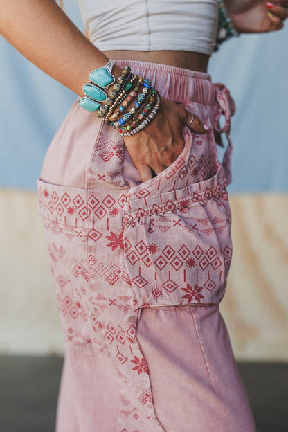 Zyana Wide Leg Pants - Rose