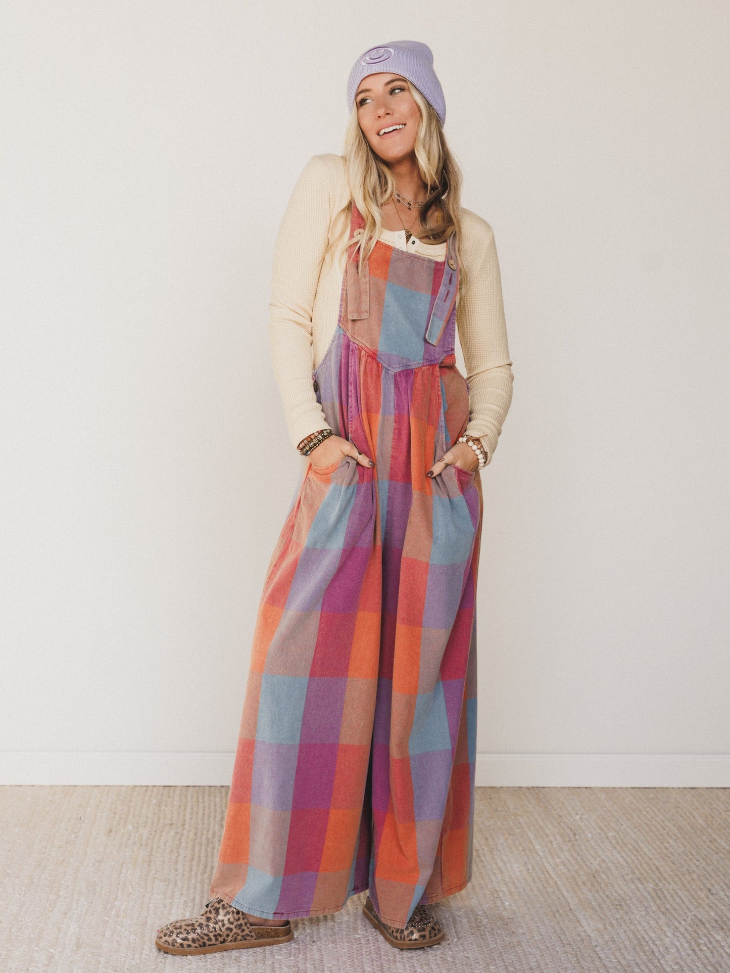 Delyah Plaid Pattern Overalls - Multi