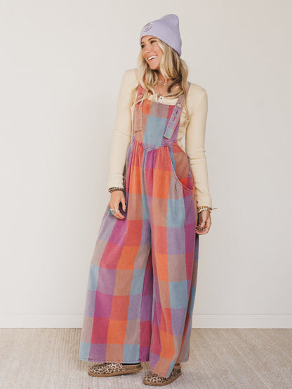 Delyah Plaid Pattern Overalls - Multi