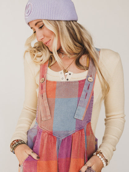 Delyah Plaid Pattern Overalls - Multi