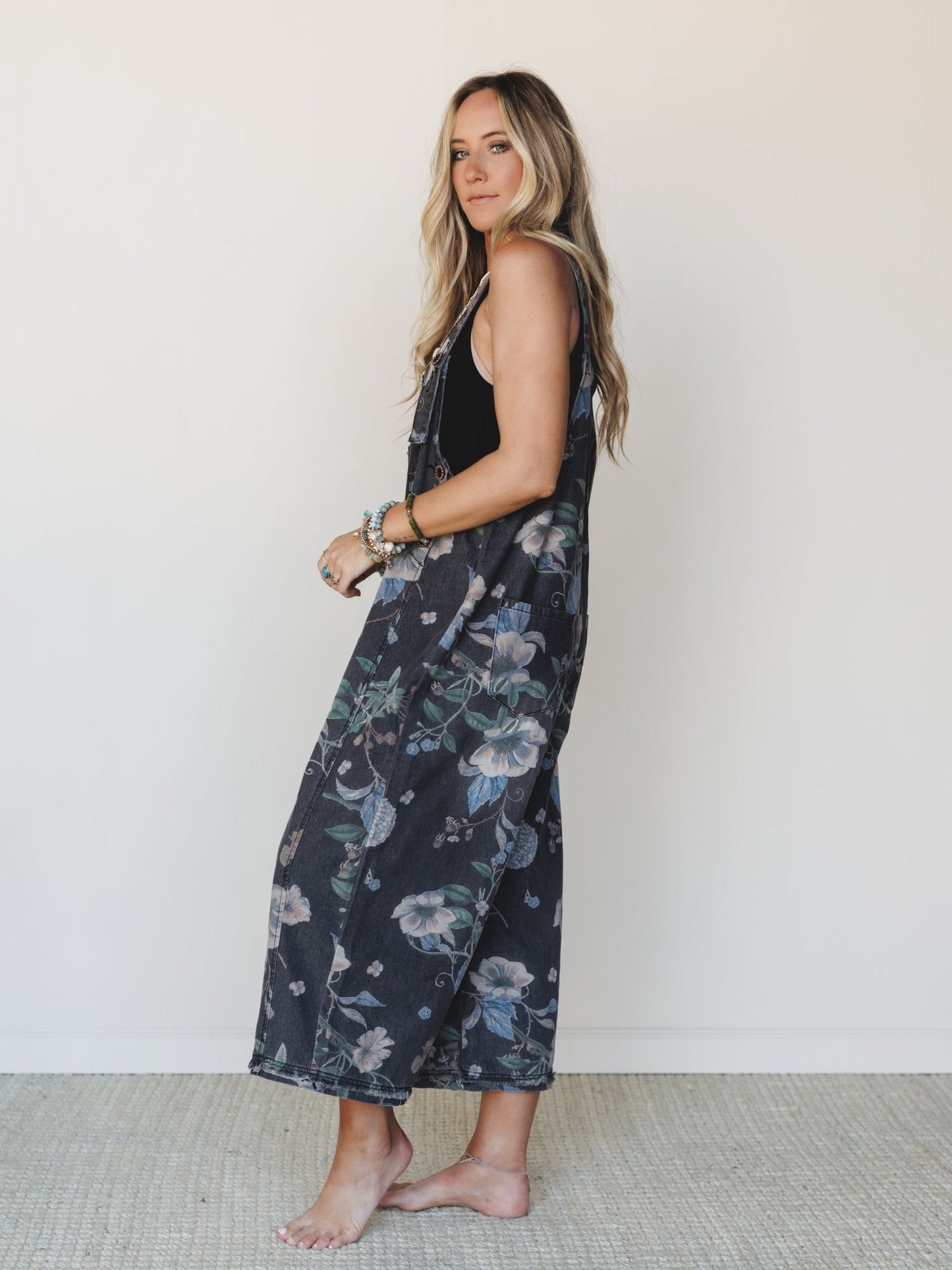 High Hopes Slouchy Denim Overalls - Black Denim