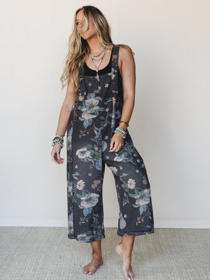 High Hopes Slouchy Denim Overalls - Black Denim