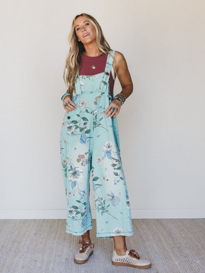 High Hopes Slouchy Denim Overalls - Mint