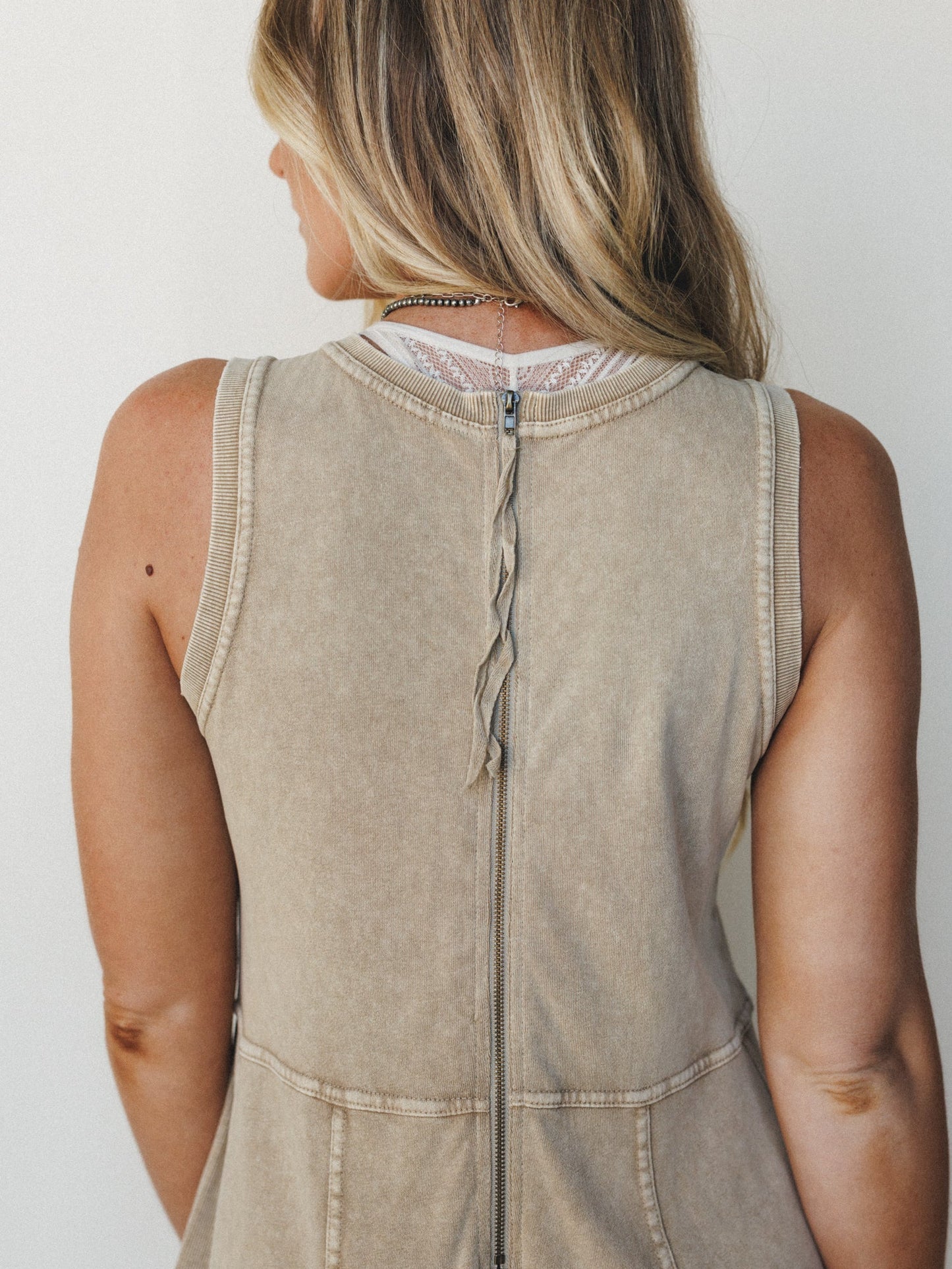 Turning Point Washed Cargo Jumpsuit - Latte