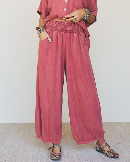 Pure Soul Linen Pants - Boho Red