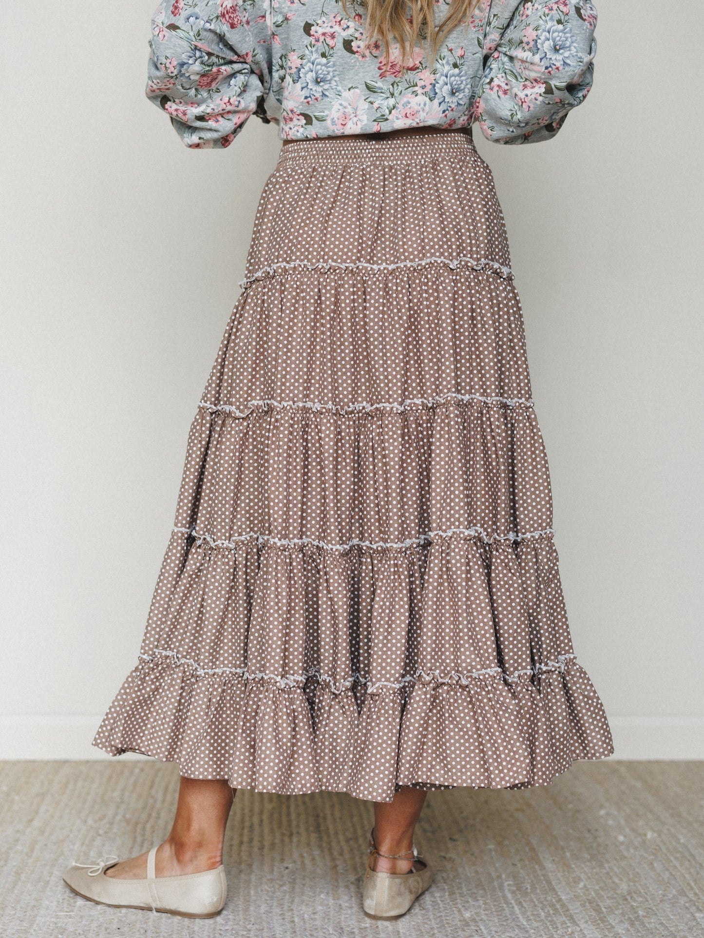 Polka Dot Darling Maxi Skirt - Mocha