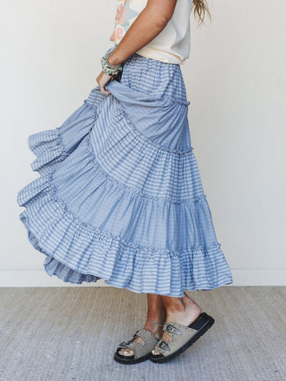 Twirling Affairs Maxi Skirt - Blue