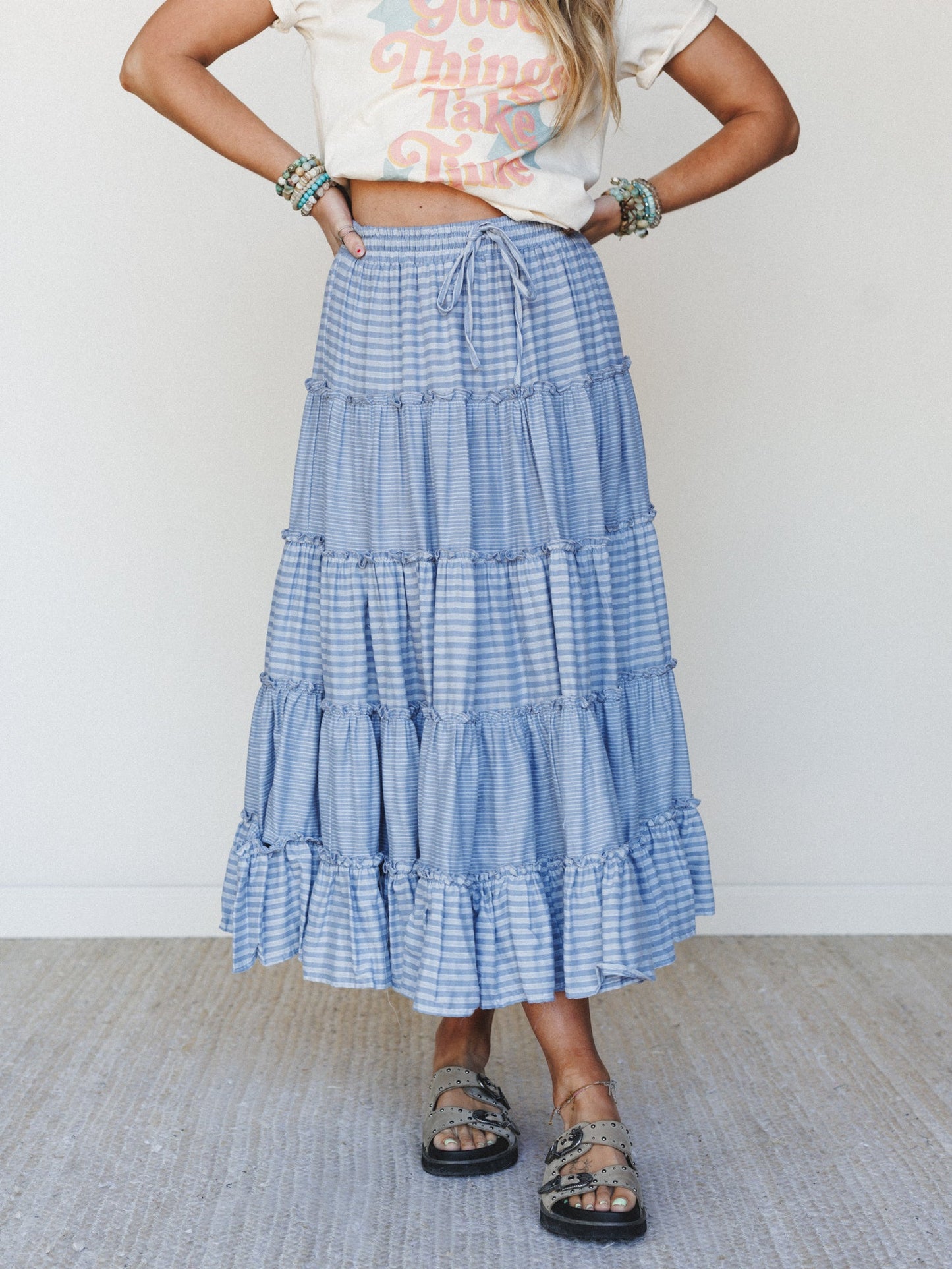 Twirling Affairs Maxi Skirt - Blue