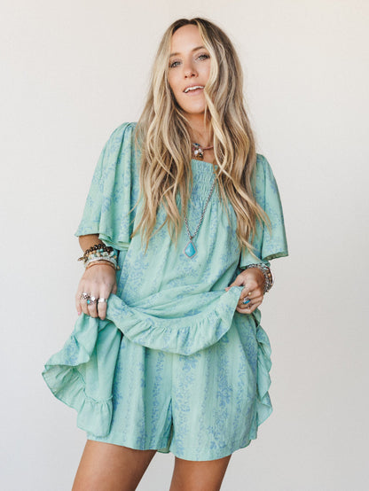 Goldie Floral Romper - Sage