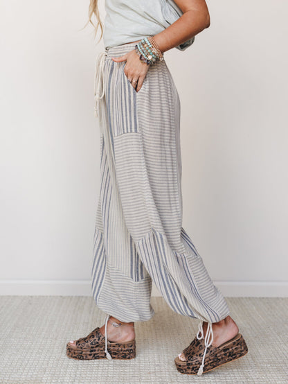 Solana Stripe Pants - Faded Sage