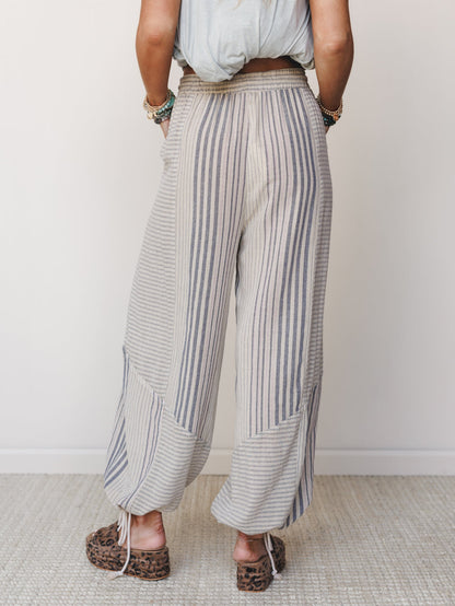 Solana Stripe Pants - Faded Sage