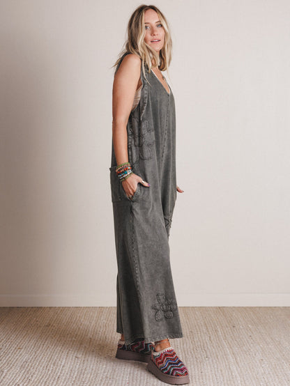 Everyday Magic Flower Patch Jumpsuit - Ash
