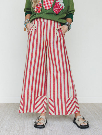 Star of the Sun Striped Pants - Red
