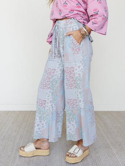 Spring Flower Pants - Peri Blue
