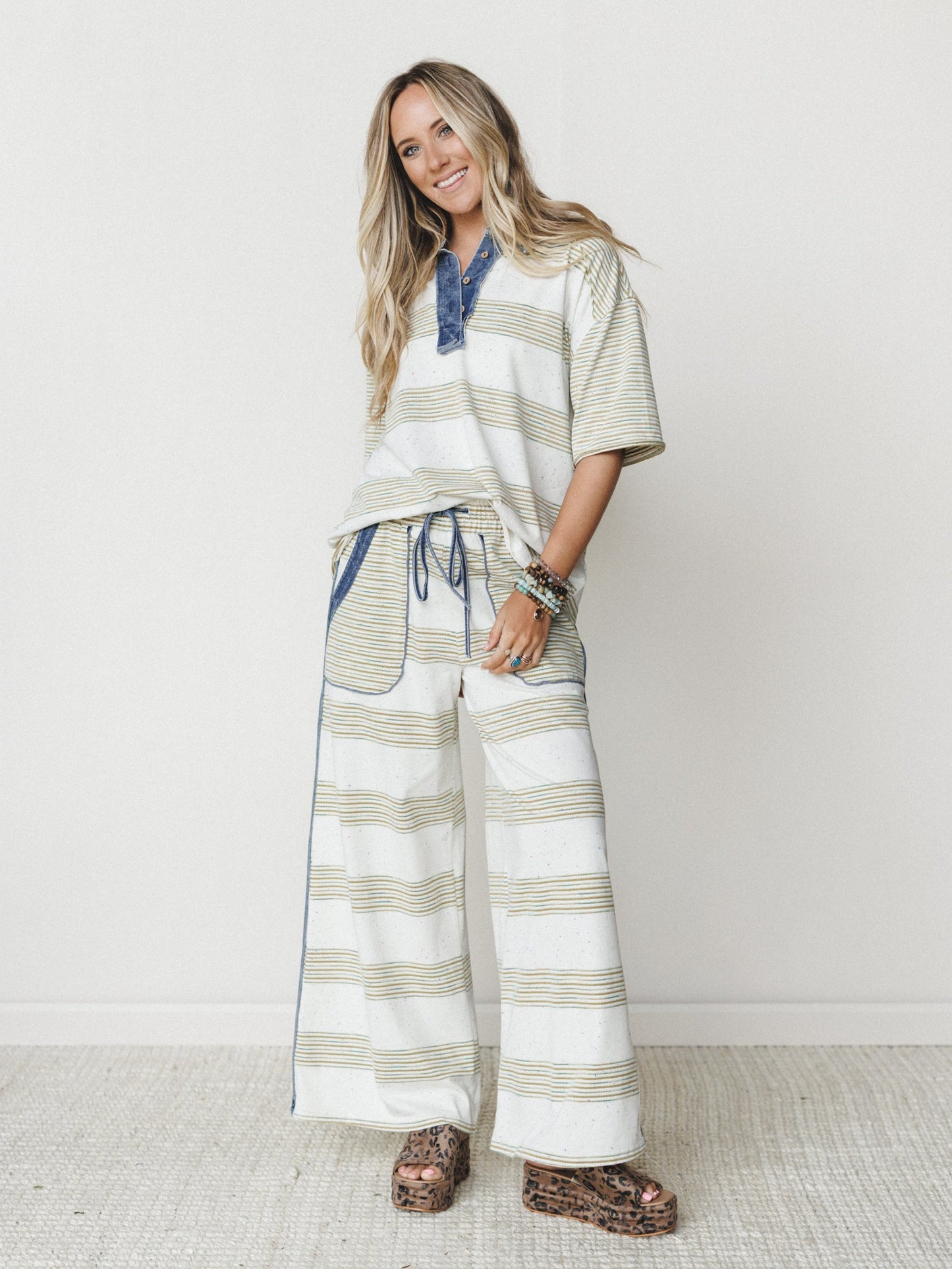 Striped Shores Pants - Olive