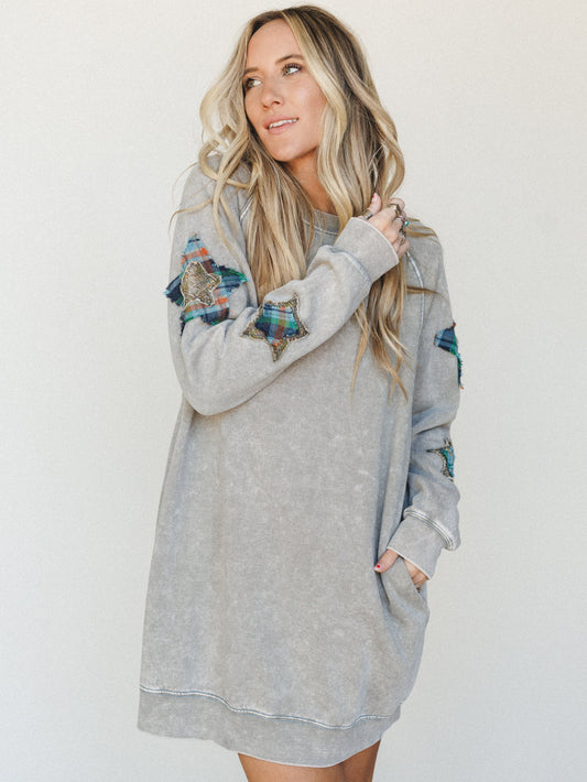 Starfall of Wonder Long Sleeve Dress
 - Ash