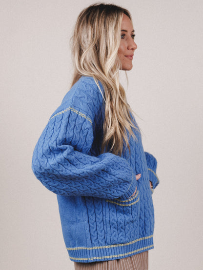 Soft Sky Oversized Sweater - Peri Blue