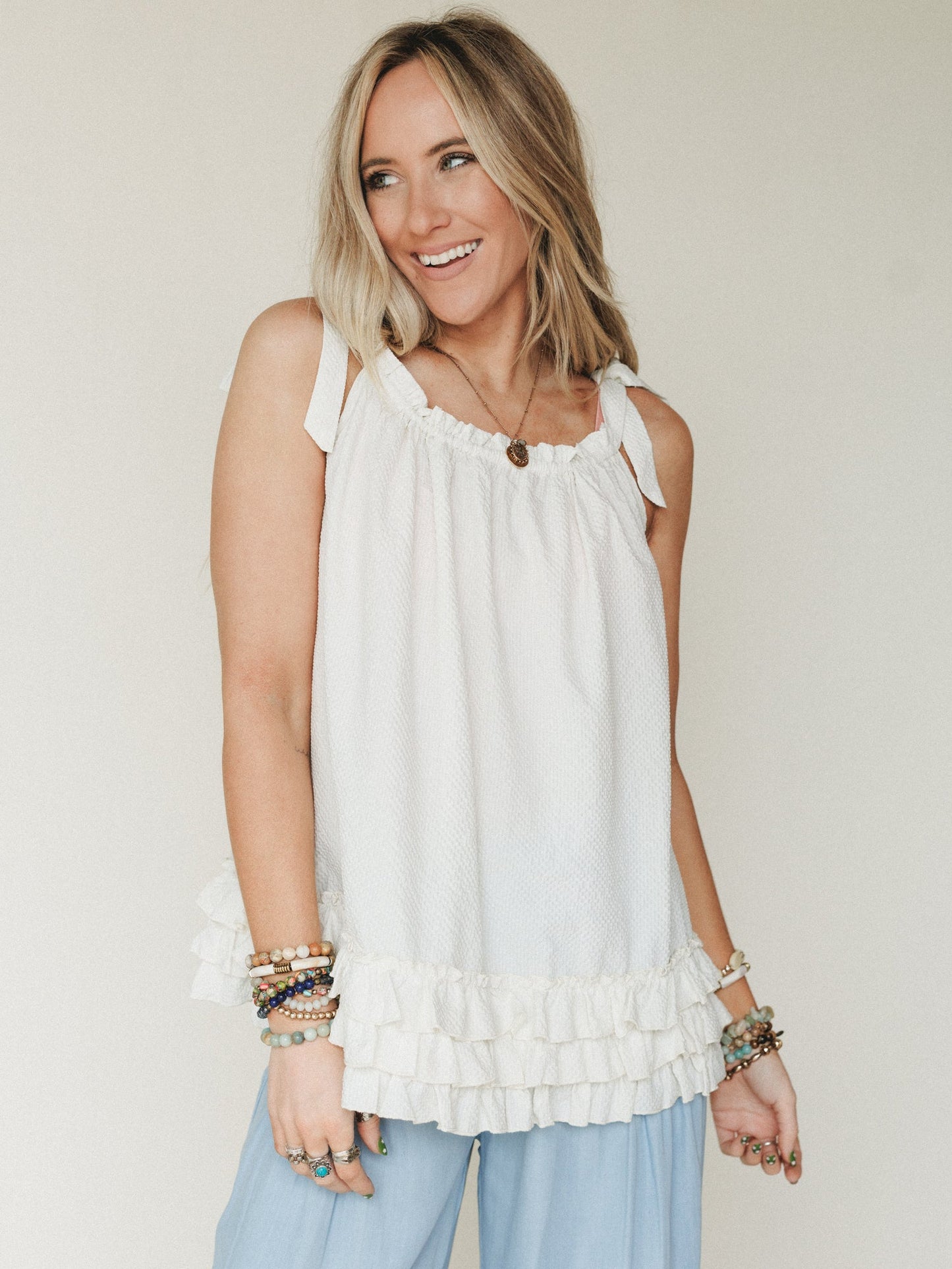 Sunrise Ruffle Tunic - Ivory