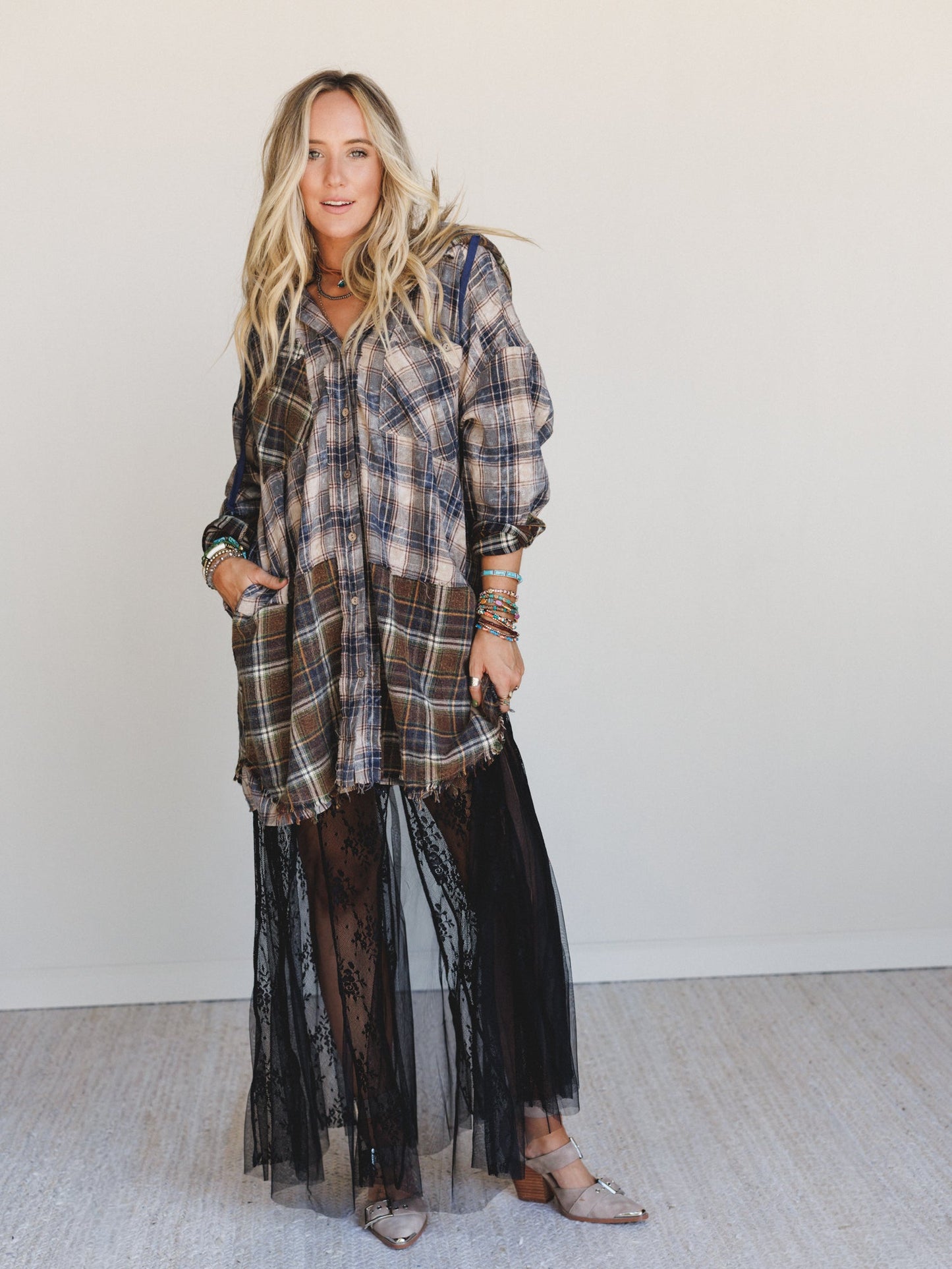 Driftwood Plaid Top - Navy