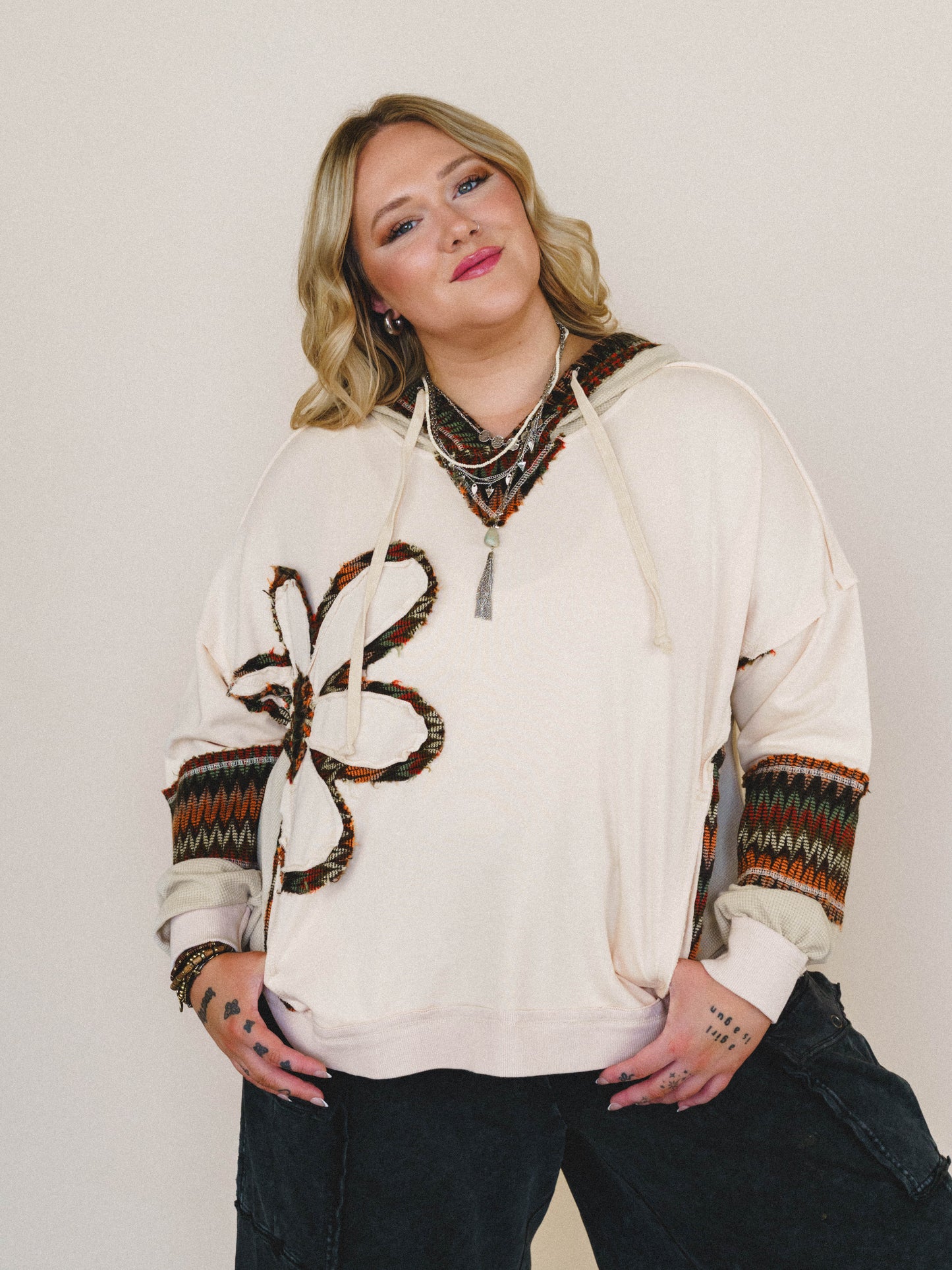 Patchwork Poppy Sweater - Natural