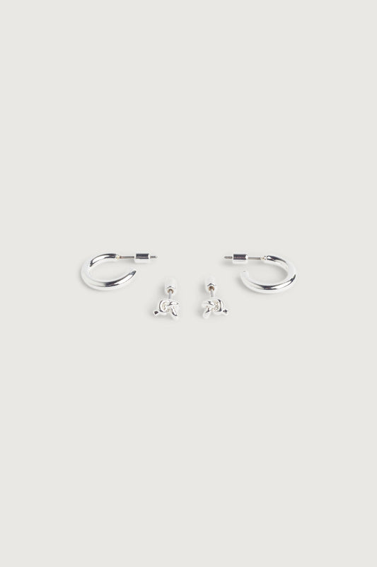 HOOP AND KNOT STUD EARRING SET