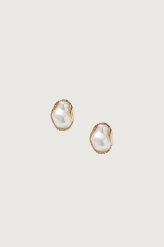 ORGANIC METALLIC PEARL EARRINGS