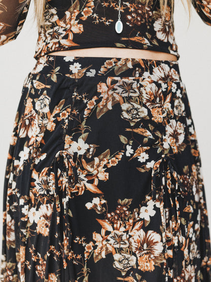 Let It Layer Floral Skirt - Black