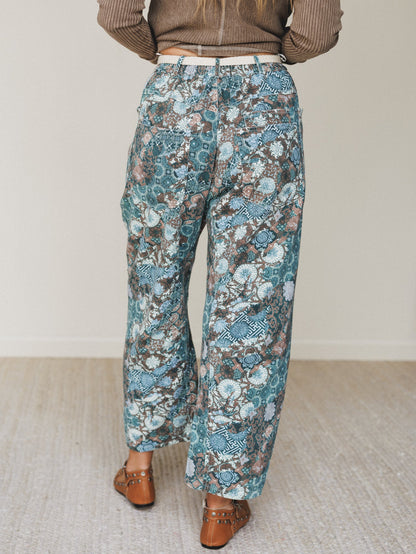 Just Coasting Printed Pants - Teal