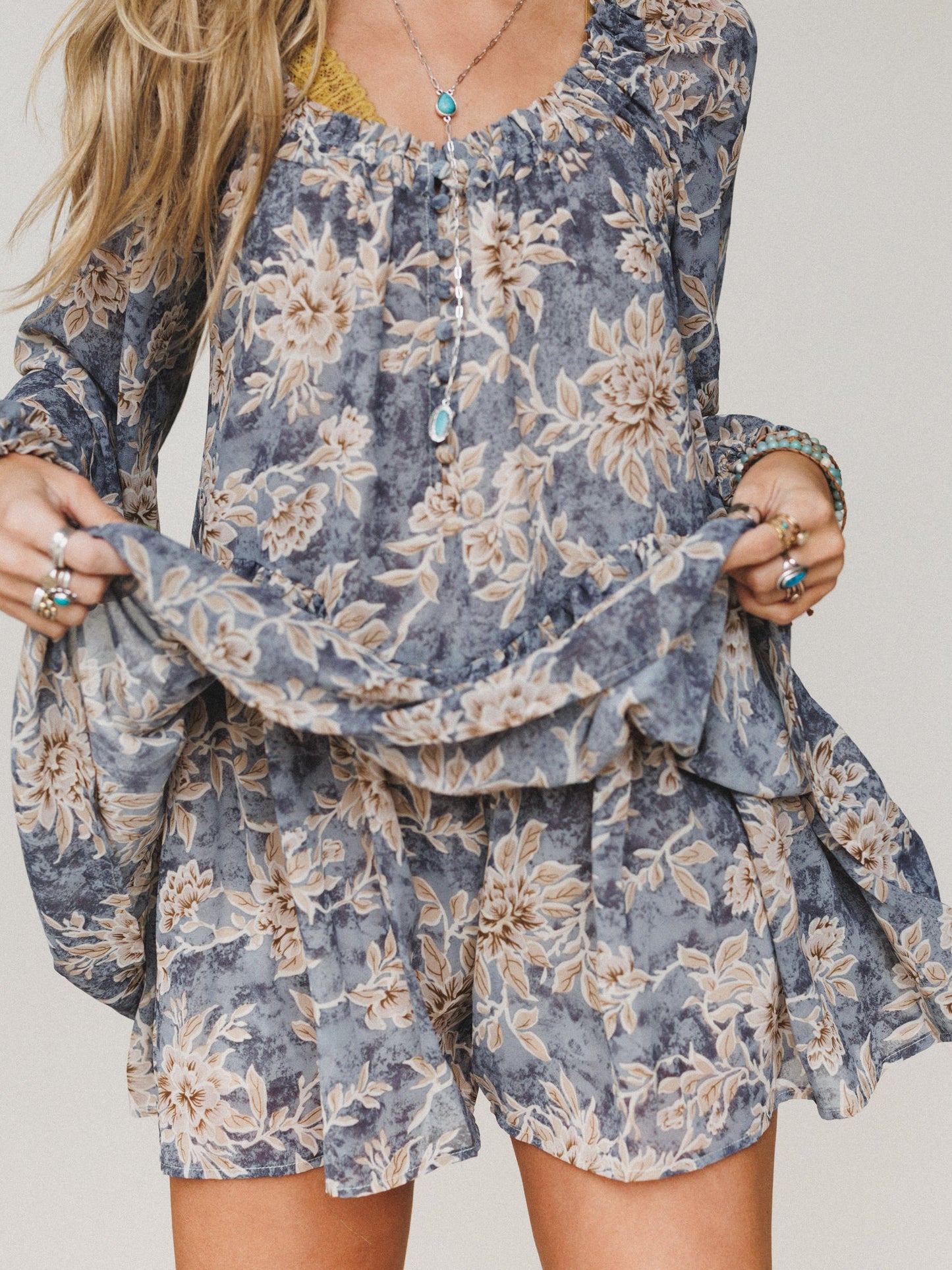 Sunday Forever Floral Romper - Navy