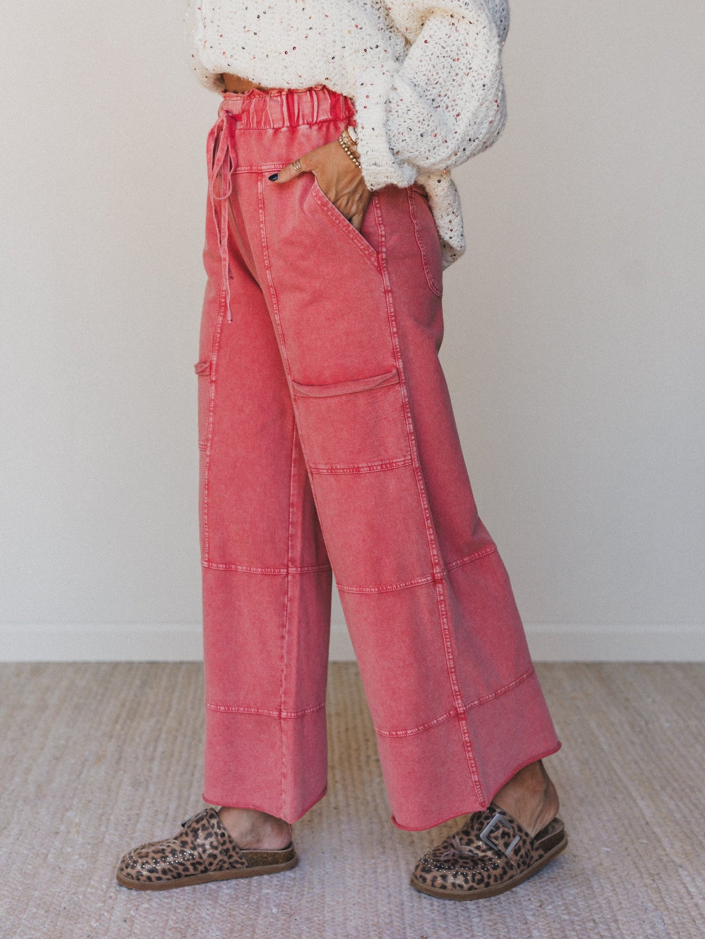 Lucky One Wide Leg Full Pant - Red